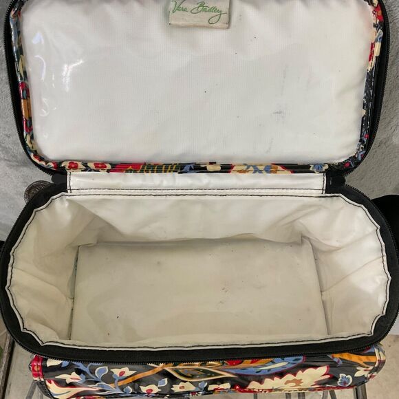Vera Bradley Mini Cooler Floral Black Insulated Coated Lunch Bag Sack Zipper - Picture 9 of 15